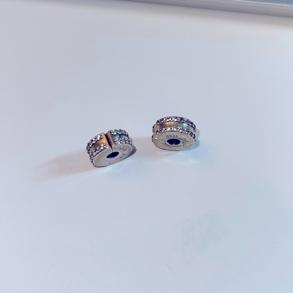 Pandora clear pave stone clip charms